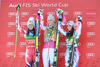 2nd placed Anna Fenninger of Austria ( L ), 1st placed Lindsey Vonn of the USA ( C ), 3rd placed Tina Weirather of Lichtenstein ( R ) Celebrate on Podium during the award ceremony for the ladies SuperG of the Cortina FIS Ski Alpine World Cup at the Olympia delle Tofane course in Cortina d Ampezzo, Italy on 2015/01/19.
