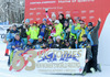 1st placed Lindsey Vonn of the USA and Team Celebrate on Podium during the award ceremony for the ladies SuperG of the Cortina FIS Ski Alpine World Cup at the Olympia delle Tofane course in Cortina d Ampezzo, Italy on 2015/01/19.
