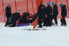 Marc Gisin of Switzerland getting treatment after his crash in the men super-g race of Audi FIS Alpine skiing World cup in Kitzbuehel, Austria. Men super-g race of Audi FIS Alpine skiing World cup season 2014-2015, was held on Friday, 23rd of January 2015 on Hahnenkamm course in Kitzbuehel, Austria
