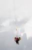 Marc Gisin of Switzerland getting airlifted after his crash in the men super-g race of Audi FIS Alpine skiing World cup in Kitzbuehel, Austria. Men super-g race of Audi FIS Alpine skiing World cup season 2014-2015, was held on Friday, 23rd of January 2015 on Hahnenkamm course in Kitzbuehel, Austria
