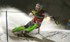 Carlo Janka of Switzerland skiing in slalom of the men alpine combined race of Audi FIS Alpine skiing World cup in Kitzbuehel, Austria. Men alpine combined race of Audi FIS Alpine skiing World cup season 2014-2015, was held on Friday, 23rd of January 2015 on Hahnenkamm course in Kitzbuehel, Austria
