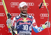 Third placed Guillermo Fayed of France celebrate his medal won in the men downhill race of Audi FIS Alpine skiing World cup in Kitzbuehel, Austria. Men downhill race of Audi FIS Alpine skiing World cup season 2014-2015, was held on Saturday, 24th of January 2015 on Hahnenkamm course in Kitzbuehel, Austria
