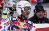 Third placed Guillermo Fayed of France reacts in the finish of the men downhill race of Audi FIS Alpine skiing World cup in Kitzbuehel, Austria. Men downhill race of Audi FIS Alpine skiing World cup season 2014-2015, was held on Saturday, 24th of January 2015 on Hahnenkamm course in Kitzbuehel, Austria
