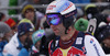 Didier Defago of Switzerland reacts in the finish of the men downhill race of Audi FIS Alpine skiing World cup in Kitzbuehel, Austria. Men downhill race of Audi FIS Alpine skiing World cup season 2014-2015, was held on Saturday, 24th of January 2015 on Hahnenkamm course in Kitzbuehel, Austria
