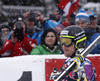 Winner Kjetil Jansrud of Norway reacts in the finish of the men downhill race of Audi FIS Alpine skiing World cup in Kitzbuehel, Austria. Men downhill race of Audi FIS Alpine skiing World cup season 2014-2015, was held on Saturday, 24th of January 2015 on Hahnenkamm course in Kitzbuehel, Austria
