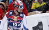 Patrick Kueng of Switzerland reacts in the finish of the men downhill race of Audi FIS Alpine skiing World cup in Kitzbuehel, Austria. Men downhill race of Audi FIS Alpine skiing World cup season 2014-2015, was held on Saturday, 24th of January 2015 on Hahnenkamm course in Kitzbuehel, Austria
