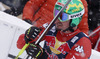 Second placed Dominik Paris of Italy reacts in the finish of the men downhill race of Audi FIS Alpine skiing World cup in Kitzbuehel, Austria. Men downhill race of Audi FIS Alpine skiing World cup season 2014-2015, was held on Saturday, 24th of January 2015 on Hahnenkamm course in Kitzbuehel, Austria
