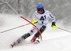 Mattias Hargin of Sweden skiing in the first run of the men slalom race of Audi FIS Alpine skiing World cup in Kitzbuehel, Austria. Men slalom race of Audi FIS Alpine skiing World cup season 2014-2015, was held on Sunday, 25th of January 2015 on Ganslern course in Kitzbuehel, Austria
