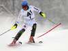 Mattias Hargin of Sweden skiing in the first run of the men slalom race of Audi FIS Alpine skiing World cup in Kitzbuehel, Austria. Men slalom race of Audi FIS Alpine skiing World cup season 2014-2015, was held on Sunday, 25th of January 2015 on Ganslern course in Kitzbuehel, Austria
