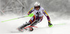 Henrik Kristoffersen of Norway skiing in the first run of the men slalom race of Audi FIS Alpine skiing World cup in Kitzbuehel, Austria. Men slalom race of Audi FIS Alpine skiing World cup season 2014-2015, was held on Sunday, 25th of January 2015 on Ganslern course in Kitzbuehel, Austria
