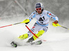 Fritz Dopfer of Germany skiing in the first run of the men slalom race of Audi FIS Alpine skiing World cup in Kitzbuehel, Austria. Men slalom race of Audi FIS Alpine skiing World cup season 2014-2015, was held on Sunday, 25th of January 2015 on Ganslern course in Kitzbuehel, Austria
