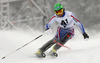 Alexander Khoroshilov of Russia skiing in the first run of the men slalom race of Audi FIS Alpine skiing World cup in Kitzbuehel, Austria. Men slalom race of Audi FIS Alpine skiing World cup season 2014-2015, was held on Sunday, 25th of January 2015 on Ganslern course in Kitzbuehel, Austria
