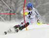 Andre Myhrer of Sweden skiing in the first run of the men slalom race of Audi FIS Alpine skiing World cup in Kitzbuehel, Austria. Men slalom race of Audi FIS Alpine skiing World cup season 2014-2015, was held on Sunday, 25th of January 2015 on Ganslern course in Kitzbuehel, Austria
