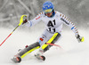 Markus Larsson of Sweden skiing in the first run of the men slalom race of Audi FIS Alpine skiing World cup in Kitzbuehel, Austria. Men slalom race of Audi FIS Alpine skiing World cup season 2014-2015, was held on Sunday, 25th of January 2015 on Ganslern course in Kitzbuehel, Austria
