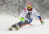 Luca Aerni of Switzerland skiing in the first run of the men slalom race of Audi FIS Alpine skiing World cup in Kitzbuehel, Austria. Men slalom race of Audi FIS Alpine skiing World cup season 2014-2015, was held on Sunday, 25th of January 2015 on Ganslern course in Kitzbuehel, Austria
