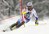 Markus Vogel of Switzerland skiing in the first run of the men slalom race of Audi FIS Alpine skiing World cup in Kitzbuehel, Austria. Men slalom race of Audi FIS Alpine skiing World cup season 2014-2015, was held on Sunday, 25th of January 2015 on Ganslern course in Kitzbuehel, Austria
