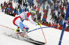 Ramon Zenhaeusern of Switzerland skiing in the second run of the men slalom race of Audi FIS Alpine skiing World cup in Kitzbuehel, Austria. Men slalom race of Audi FIS Alpine skiing World cup season 2014-2015, was held on Sunday, 25th of January 2015 on Ganslern course in Kitzbuehel, Austria
