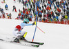 Third placed Felix Neureuther of Germany skiing in the second run of the men slalom race of Audi FIS Alpine skiing World cup in Kitzbuehel, Austria. Men slalom race of Audi FIS Alpine skiing World cup season 2014-2015, was held on Sunday, 25th of January 2015 on Ganslern course in Kitzbuehel, Austria
