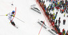 Winner Mattias Hargin of Sweden skiing in the second run of the men slalom race of Audi FIS Alpine skiing World cup in Kitzbuehel, Austria. Men slalom race of Audi FIS Alpine skiing World cup season 2014-2015, was held on Sunday, 25th of January 2015 on Ganslern course in Kitzbuehel, Austria
