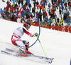 Second placed Marcel Hirscher of Austria skiing in the second run of the men slalom race of Audi FIS Alpine skiing World cup in Kitzbuehel, Austria. Men slalom race of Audi FIS Alpine skiing World cup season 2014-2015, was held on Sunday, 25th of January 2015 on Ganslern course in Kitzbuehel, Austria
