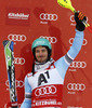 Third placed Felix Neureuther of Germany celebrates his medal won in the men slalom race of Audi FIS Alpine skiing World cup in Kitzbuehel, Austria. Men slalom race of Audi FIS Alpine skiing World cup season 2014-2015, was held on Sunday, 25th of January 2015 on Ganslern course in Kitzbuehel, Austria
