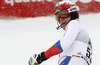 Reto Schmidiger of Switzerland reacts in finish of the second run of the men slalom race of Audi FIS Alpine skiing World cup in Kitzbuehel, Austria. Men slalom race of Audi FIS Alpine skiing World cup season 2014-2015, was held on Sunday, 25th of January 2015 on Ganslern course in Kitzbuehel, Austria
