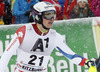 Daniel Yule of Switzerland reacts in finish of the second run of the men slalom race of Audi FIS Alpine skiing World cup in Kitzbuehel, Austria. Men slalom race of Audi FIS Alpine skiing World cup season 2014-2015, was held on Sunday, 25th of January 2015 on Ganslern course in Kitzbuehel, Austria
