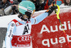 Third placed Felix Neureuther of Germany reacts in finish of the second run of the men slalom race of Audi FIS Alpine skiing World cup in Kitzbuehel, Austria. Men slalom race of Audi FIS Alpine skiing World cup season 2014-2015, was held on Sunday, 25th of January 2015 on Ganslern course in Kitzbuehel, Austria
