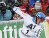Winner Mattias Hargin of Sweden reacts in finish of the second run of the men slalom race of Audi FIS Alpine skiing World cup in Kitzbuehel, Austria. Men slalom race of Audi FIS Alpine skiing World cup season 2014-2015, was held on Sunday, 25th of January 2015 on Ganslern course in Kitzbuehel, Austria
