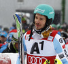 Third placed Felix Neureuther of Germany in finish of the second run of the men slalom race of Audi FIS Alpine skiing World cup in Kitzbuehel, Austria. Men slalom race of Audi FIS Alpine skiing World cup season 2014-2015, was held on Sunday, 25th of January 2015 on Ganslern course in Kitzbuehel, Austria
