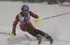 Stefano Gross of Italy skiing in the first run of the Men Slalom race of Audi FIS Alpine skiing World cup in Schladming, Austria. Men Slalom race of Audi FIS Alpine skiing World cup 2014-2015 was held on Tuesday, 27th of January 2015 on Planai course in Schladming, Austria.
