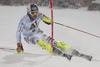 Fritz Dopfer of Germany skiing in the first run of the Men Slalom race of Audi FIS Alpine skiing World cup in Schladming, Austria. Men Slalom race of Audi FIS Alpine skiing World cup 2014-2015 was held on Tuesday, 27th of January 2015 on Planai course in Schladming, Austria.
