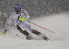 Andre Myhrer of Sweden skiing in the first run of the Men Slalom race of Audi FIS Alpine skiing World cup in Schladming, Austria. Men Slalom race of Audi FIS Alpine skiing World cup 2014-2015 was held on Tuesday, 27th of January 2015 on Planai course in Schladming, Austria.
