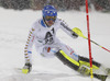 Anton Lahdenperae of Sweden skiing in the first run of the Men Slalom race of Audi FIS Alpine skiing World cup in Schladming, Austria. Men Slalom race of Audi FIS Alpine skiing World cup 2014-2015 was held on Tuesday, 27th of January 2015 on Planai course in Schladming, Austria.
