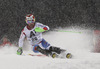 Luca Aerni of Switzerland skiing in the first run of the Men Slalom race of Audi FIS Alpine skiing World cup in Schladming, Austria. Men Slalom race of Audi FIS Alpine skiing World cup 2014-2015 was held on Tuesday, 27th of January 2015 on Planai course in Schladming, Austria.
