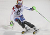 Luca Aerni of Switzerland skiing in the first run of the Men Slalom race of Audi FIS Alpine skiing World cup in Schladming, Austria. Men Slalom race of Audi FIS Alpine skiing World cup 2014-2015 was held on Tuesday, 27th of January 2015 on Planai course in Schladming, Austria.
