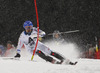 Calle Lindh of Sweden skiing in the first run of the Men Slalom race of Audi FIS Alpine skiing World cup in Schladming, Austria. Men Slalom race of Audi FIS Alpine skiing World cup 2014-2015 was held on Tuesday, 27th of January 2015 on Planai course in Schladming, Austria.
