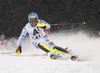 Philipp Schmid of Germany skiing in the first run of the Men Slalom race of Audi FIS Alpine skiing World cup in Schladming, Austria. Men Slalom race of Audi FIS Alpine skiing World cup 2014-2015 was held on Tuesday, 27th of January 2015 on Planai course in Schladming, Austria.
