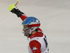 Stefano Gross of Italy reacts in the finish of the second run of the Men Slalom race of Audi FIS Alpine skiing World cup in Schladming, Austria. Men Slalom race of Audi FIS Alpine skiing World cup 2014-2015 was held on Tuesday, 27th of January 2015 on Planai course in Schladming, Austria.
