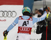Felix Neureuther of Germany reacts in the finish of the second run of the Men Slalom race of Audi FIS Alpine skiing World cup in Schladming, Austria. Men Slalom race of Audi FIS Alpine skiing World cup 2014-2015 was held on Tuesday, 27th of January 2015 on Planai course in Schladming, Austria.
