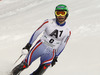 Alexander Khoroshilov of Russia reacts in the finish of the second run of the Men Slalom race of Audi FIS Alpine skiing World cup in Schladming, Austria. Men Slalom race of Audi FIS Alpine skiing World cup 2014-2015 was held on Tuesday, 27th of January 2015 on Planai course in Schladming, Austria.
