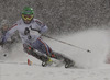 Alexander Khoroshilov of Russia skiing in the first run of the Men Slalom race of Audi FIS Alpine skiing World cup in Schladming, Austria. Men Slalom race of Audi FIS Alpine skiing World cup 2014-2015 was held on Tuesday, 27th of January 2015 on Planai course in Schladming, Austria.
