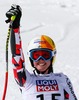 Cornelia Huetter of Austria reacts after her run of the ladies Super G of FIS Ski World Championships 2015 at the Raptor Course in Beaver Creek, United States on 2015/02/03.
