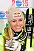 Bronze Medalist Lindsey Vonn of the USA poses with her Medal after the ladies Super G of FIS Ski World Championships 2015 at the Raptor Course in Beaver Creek, United States on 2015/02/03.
