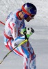 Third placed Adrien Theaux of France reacts after his run of the men Super-G of FIS Ski World Championships 2015 at the Birds of Prey Course in Beaver Creek, United States on 2015/02/05.
