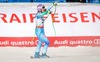 Tina Maze of Slovenia celebrate after her run of the ladies Downhill of FIS Ski World Championships 2015 at the Raptor Course in Beaver Creek, United States on 2015/02/06.
