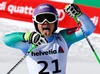 First placed Tina Maze of Slovenia reacts after her run of the ladies Downhill of FIS Ski World Championships 2015 at the Raptor Course in Beaver Creek, United States on 2015/02/06.
