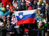 Fans of Tina Maze reacts after her run of the ladies Downhill of FIS Ski World Championships 2015 at the Raptor Course in Beaver Creek, United States on 2015/02/06.
