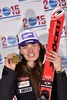 Gold Medalist Tina Maze of Slovenia poses with her Medal after the ladies Downhill of FIS Ski World Championships 2015 at the Raptor Course in Beaver Creek, United States on.
