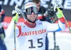 Beat Feuz of Switzerland celebrate after his run of the mens Downhill of FIS Ski World Championships 2015 at the Birds of Prey Course in Beaver Creek, United States on 2015/02/07.
